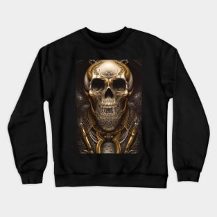 Skull With Gold Ornaments | Gold Skull Artwork | Armored Skull | Dystopian Skull | Skull Warrior Crewneck Sweatshirt